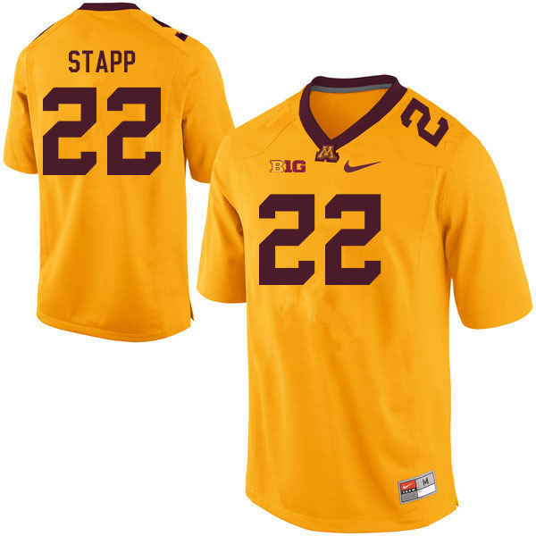 Men #22 Ryan Stapp Minnesota Golden Gophers College Football Jerseys Sale-Gold